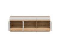TV unit MILTON 164 cm, 3 doors, cremona torro oak with white matt fronts