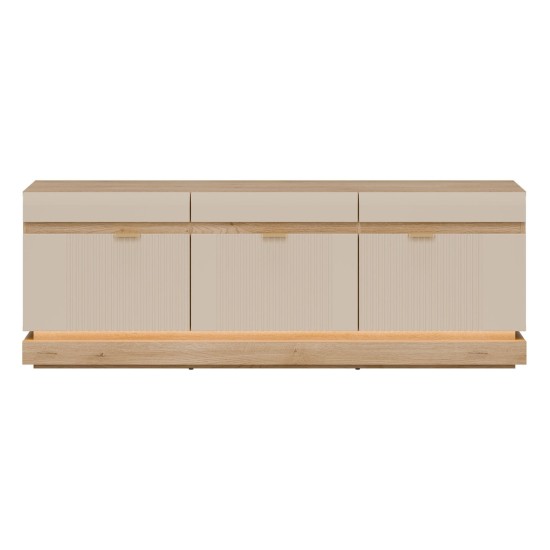 TV unit MILTON 164 cm, 3 doors, cremona torro oak with cashmere matt fronts