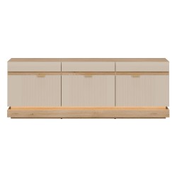 מזנון טלוויזיה MILTON 164, 3 דלתות, אלון קרמונה טורו עם חזיתות קשמיר מט
