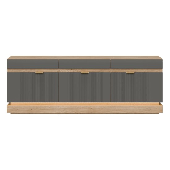 TV unit MILTON 164 cm, 3 doors, cremona torro oak with grey matt fronts TV unit MILTON 164 cm, 3 doors, cremona torro oak with grey matt fronts