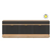 TV unit MILTON 164 cm, 3 doors, cremona torro oak with anthracite matt fronts