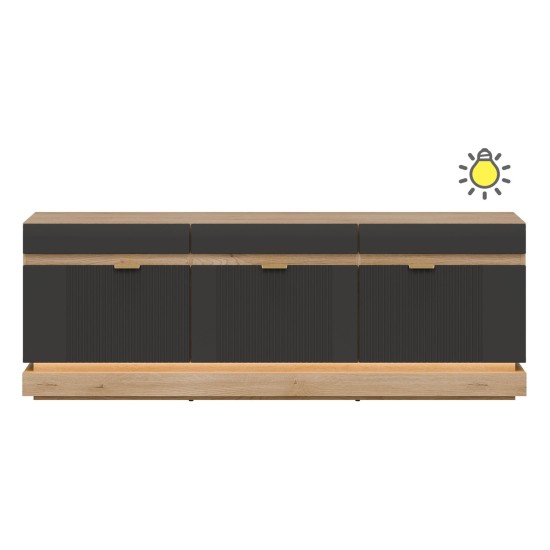 TV unit MILTON 164 cm, 3 doors, cremona torro oak with anthracite matt fronts TV unit MILTON 164 cm, 3 doors, cremona torro oak with anthracite matt fronts