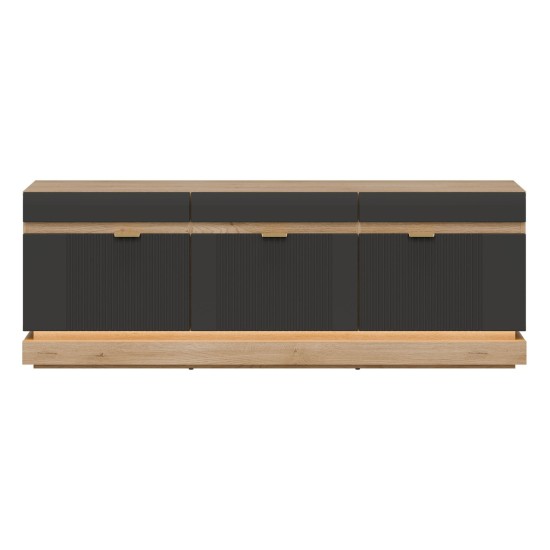 TV unit MILTON 164 cm, 3 doors, cremona torro oak with anthracite matt fronts TV unit MILTON 164 cm, 3 doors, cremona torro oak with anthracite matt fronts