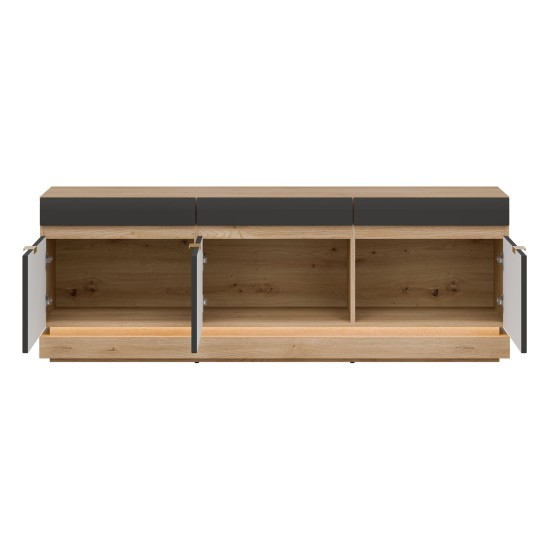 TV unit MILTON 164 cm, 3 doors, cremona torro oak with anthracite matt fronts TV unit MILTON 164 cm, 3 doors, cremona torro oak with anthracite matt fronts