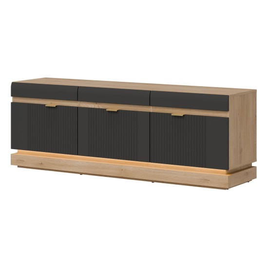 TV unit MILTON 164 cm, 3 doors, cremona torro oak with anthracite matt fronts TV unit MILTON 164 cm, 3 doors, cremona torro oak with anthracite matt fronts