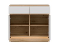 Chest of drawers MILTON 95 cm, 2 doors and 2 drawers, cremona torro oak with white matt fronts