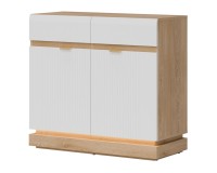 Chest of drawers MILTON 95 cm, 2 doors and 2 drawers, cremona torro oak with white matt fronts