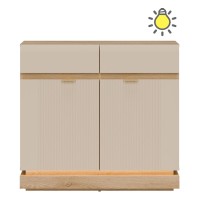 Chest of drawers MILTON 95 cm, 2 doors and 2 drawers, cremona torro oak with cashmere matt fronts