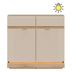 Chest of drawers MILTON 95 cm, 2 doors and 2 drawers, cremona torro oak with cashmere matt fronts