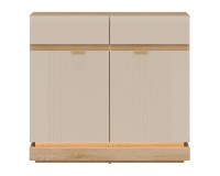 Chest of drawers MILTON 95 cm, 2 doors and 2 drawers, cremona torro oak with cashmere matt fronts