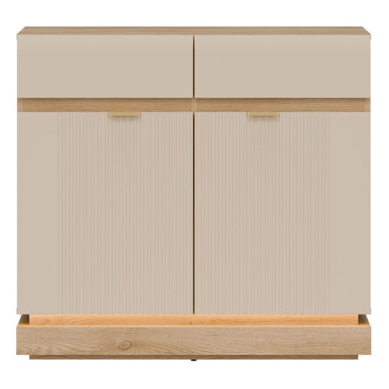 Chest of drawers MILTON 95 cm, 2 doors and 2 drawers, cremona torro oak with cashmere matt fronts