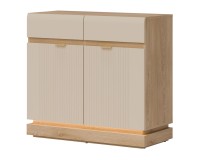 Chest of drawers MILTON 95 cm, 2 doors and 2 drawers, cremona torro oak with cashmere matt fronts