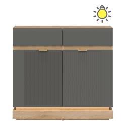 Chest of drawers MILTON 95 cm, 2 doors and 2 drawers, cremona torro oak with grey matt fronts Chest of drawers MILTON 95 cm, 2 doors and 2 drawers, cremona torro oak with grey matt fronts
