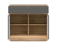 Chest of drawers MILTON 95 cm, 2 doors and 2 drawers, cremona torro oak with grey matt fronts