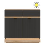Chest of drawers MILTON 95 cm, 2 doors and 2 drawers, cremona torro oak with anthracite matt fronts