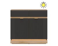 Chest of drawers MILTON 95 cm, 2 doors and 2 drawers, cremona torro oak with anthracite matt fronts