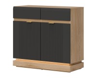 Chest of drawers MILTON 95 cm, 2 doors and 2 drawers, cremona torro oak with anthracite matt fronts