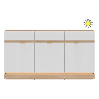 Комод MILTON 164 см, 3 двери и 3 ящика, дуб кремона торро, фасады белый матовый