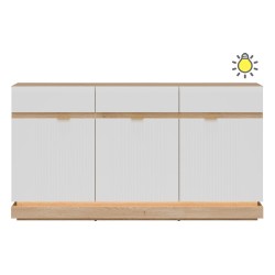 Chest of drawers MILTON 164 cm, 3 doors and 3 drawers, cremona torro oak with white matt fronts