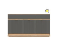 Chest of drawers MILTON 164 cm, 3 doors and 3 drawers, cremona torro oak with grey matt fronts
