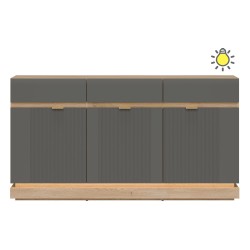 Chest of drawers MILTON 164 cm, 3 doors and 3 drawers, cremona torro oak with grey matt fronts