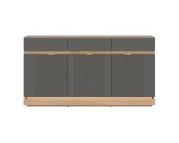 Chest of drawers MILTON 164 cm, 3 doors and 3 drawers, cremona torro oak with grey matt fronts