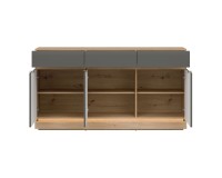 Chest of drawers MILTON 164 cm, 3 doors and 3 drawers, cremona torro oak with grey matt fronts