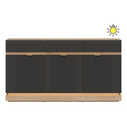Chest of drawers MILTON 164 cm, 3 doors and 3 drawers, cremona torro oak with anthracite matt fronts