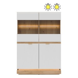 ויטרינה MILTON 95, 4 דלתות, אלון קרמונה טורו עם חזיתות לבן מט