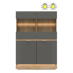 ויטרינה MILTON 95, 4 דלתות, אלון קרמונה טורו עם חזיתות אפור מט
