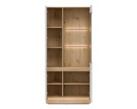Display cabinet MILTON 88 cm, 4 doors, cremona torro oak with white matt fronts