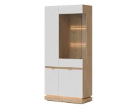 Display cabinet MILTON 88 cm, 4 doors, cremona torro oak with white matt fronts