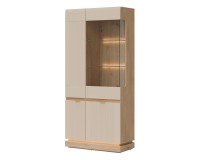 Display cabinet MILTON 88 cm, 4 doors, cremona torro oak with cashmere matt fronts