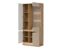 Display cabinet MILTON 88 cm, 4 doors, cremona torro oak with cashmere matt fronts
