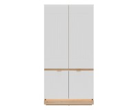 Wardrobe MILTON 95 cm, 4 doors, cremona torro oak with white matt fronts