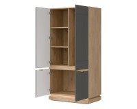 Wardrobe MILTON 95 cm, 4 doors, cremona torro oak with grey matt fronts