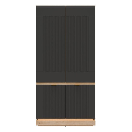 Wardrobe MILTON 95 cm, 4 doors, cremona torro oak with anthracite matt fronts