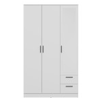 Шкаф распашной MONTANA 120 см, 3 двери и 2 ящика, с зеркалом, белый