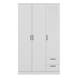 Шкаф распашной MONTANA 120 см, 3 двери и 2 ящика, с зеркалом, белый