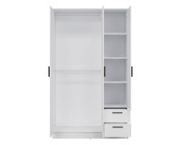 Шкаф распашной MONTANA 120 см, 3 двери и 2 ящика, с зеркалом, белый