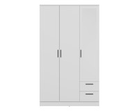 Шкаф распашной MONTANA 120 см, 3 двери и 2 ящика, с зеркалом, белый