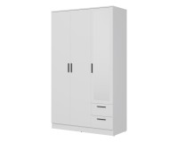 Шкаф распашной MONTANA 120 см, 3 двери и 2 ящика, с зеркалом, белый