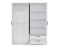 Шкаф распашной MONTANA 160 см, 4 двери и 2 ящика, с зеркалом, белый