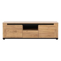 Тумба ТВ PRISCO 150 см, 2 двери и 1 ящик, дуб крафт золотой и чёрный, фасады дуб крафт золотой