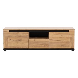 Тумба ТВ PRISCO 150 см, 2 двери и 1 ящик, дуб крафт золотой и чёрный, фасады дуб крафт золотой Тумба ТВ PRISCO 150 см, 2 двери и 1 ящик, дуб крафт золотой и чёрный, фасады дуб крафт золотой