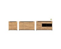 Тумба ТВ PRISCO 150 см, 2 двери и 1 ящик, дуб крафт золотой и чёрный, фасады дуб крафт золотой