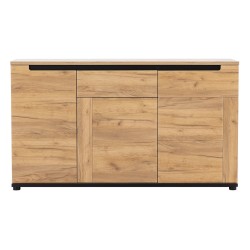 Комод PRISCO 150 см, 3 двери и 1 ящик, дуб крафт золотой и чёрный, фасады дуб крафт золотой