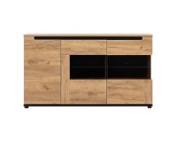 Сервант PRISCO 150 см, 3 двери, дуб крафт золотой и чёрный, фасады дуб крафт золотой Сервант PRISCO 150 см, 3 двери, дуб крафт золотой и чёрный, фасады дуб крафт золотой