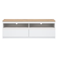 Тумба ТВ REMI 150 см, 2 ящика, белый и дуб эвок