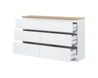 Комод REMI 137 см, 6 ящиков, белый и дуб эвок Комод REMI 137 см, 6 ящиков, белый и дуб эвок